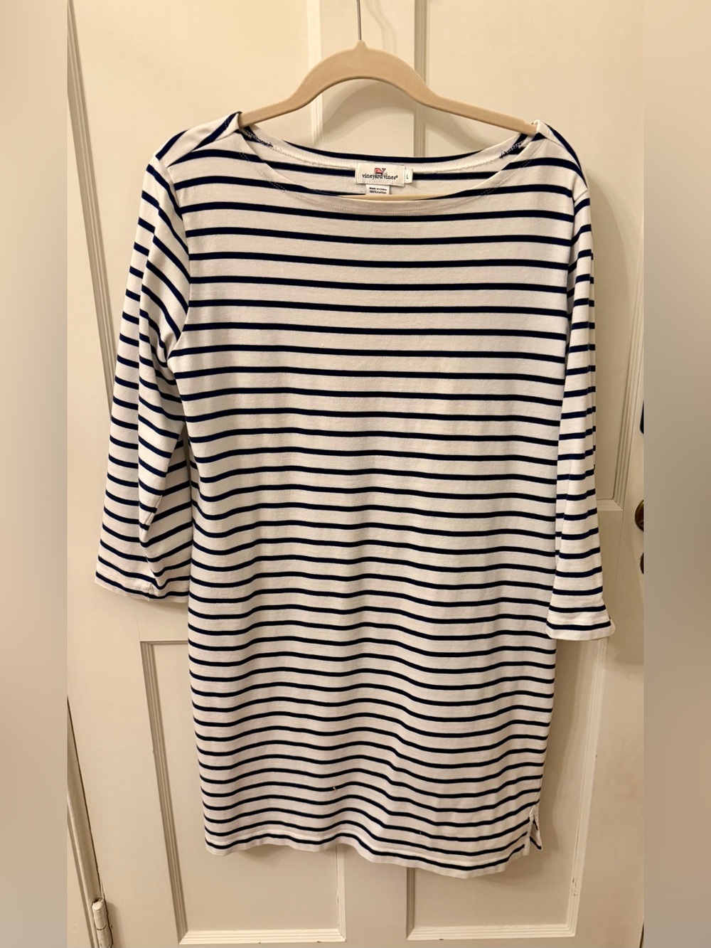 Vineyard Vines Navy & White Striped Boatneck Dress